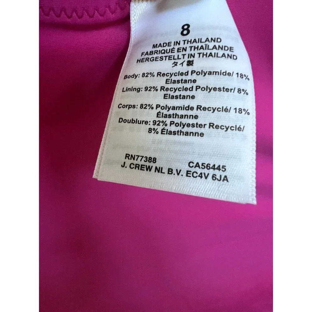 J.Crew Ruched Ruffle Size 8 One Piece Swimsuit Radiant Fuchsia Vacation Resort - Picture 4 of 11